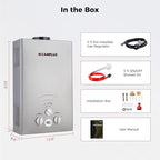 CAMPLUX Portable Tankless Water Heater, 2.11GPM, 55,000 BTU Propane, BW211G, Grey