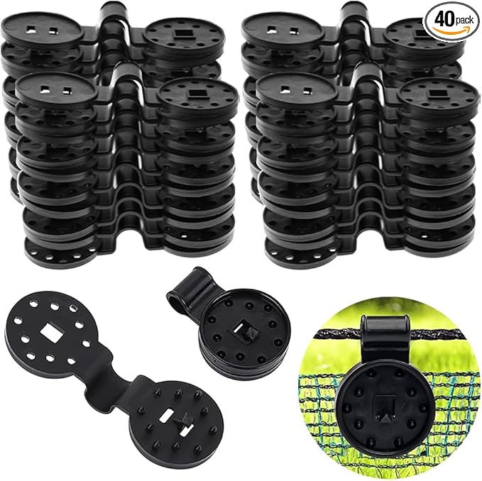 40pack Shade Cloth Clips, Reusable Heavy Duty Sunshade Cloth Fixing Hoops, Detachable Plastic Round Lock Grip Shade Net Tarp Clamps for Garden Greenhouse Outdoor Netting Shade Fabric Hangers