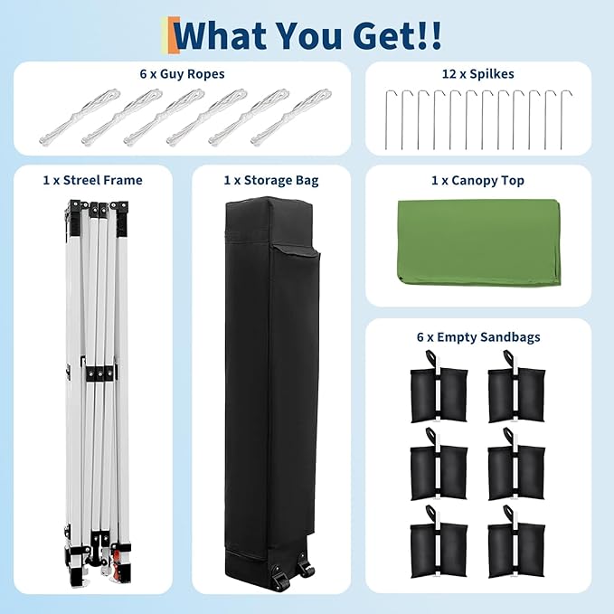 10X20 Pop Up Canopy Tent with 4 Sidewalls,Portable Instant Commercial Canopy, Easy Setup and Wheeled Bag for Commercial, Outdoor, Camping, Parties, Markets and Instant Shelter