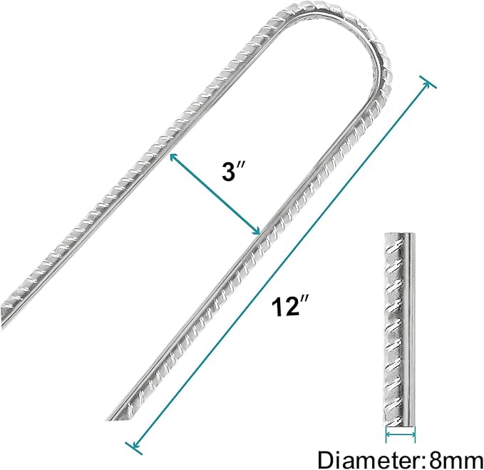 Eurmax USA 12 Inch Trampoline Stakes,Heavy Duty Ground Anchors,Trampoline Anchors,U Hook,Tent Stakes for High Wind,Ground Anchor Screw in,Yard Stakes,Galvanized Steel (8 Pack, Silver)