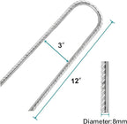 Eurmax USA 12 Inch Trampoline Stakes,Heavy Duty Ground Anchors,Trampoline Anchors,U Hook,Tent Stakes for High Wind,Ground Anchor Screw in,Yard Stakes,Galvanized Steel (8 Pack, Silver)