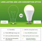 6 Pack Rechargeable Emergency Light Bulbs, Battery Powered LED Light Bulb 3000K Warm E26 120 Volt 9W 60W Equivalent with 1200mAh for Home Power Outage Camping Hurricane