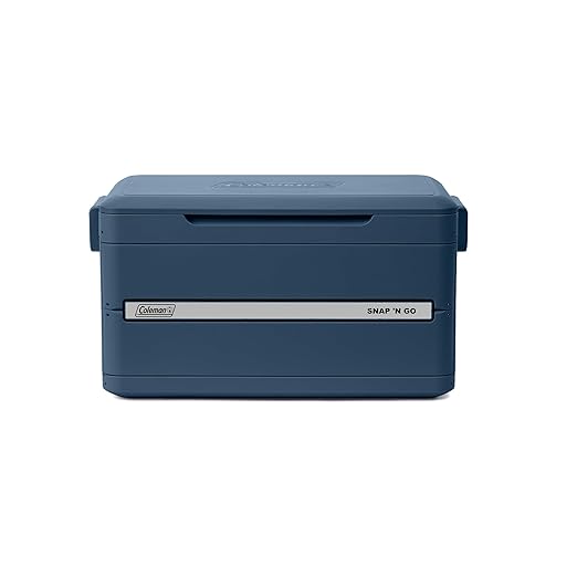 Coleman Snap 'N Go 35-Quart Collapsible Hard Cooler, Portable Hard-Sided Cooler with Waterproof Removable Liner, Spacing-Saving & Quick Set Up, 48 Hours Cold, Sapphire Blue