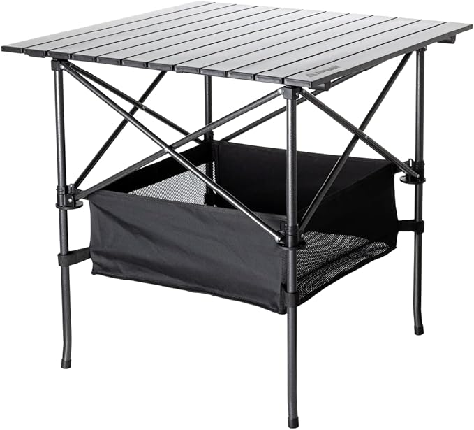 TrailBuddy Folding Camping Table - Aluminum Foldable Table for Tailgating or Camp Site with Carry Bag - Lightweight and Portable for Beach, Picnic, Tailgate & Outdoor Use, 28"x 28" x 28"