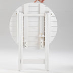 Outdoor Small Round Folding Side Table, Foldable Wooden End Tables for Indoor, Porch, Patio, Camping as Coffee Table or Plant Stand, White ﻿