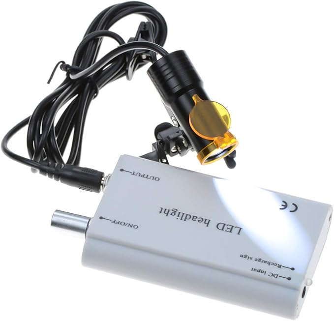 5W Waist Hanging Rechargeable Dental LED Head Light with Plastic Clip Filter for Surgical Magnifier (Silver)