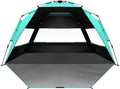 OutdoorMaster Beach Tent with Blackout Shelter Technology, Portable Sun Shade Shelter 4 Person, Pop Up Beach Tents with UPF 50+ UV Protection, 9.5mm Thick Pole, 3 Ventilating Mesh Windows -Green