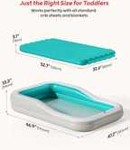 QPAU Inflatable Toddler Travel Bed with 3-Sided Safety Bumpers, Extra Large Kids Air Mattress, Includes Detachable Mattress, Portable for Camping, Travel, Home Use (Cyan)