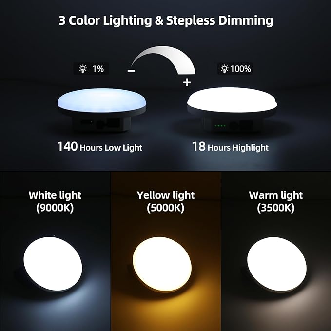 19000mAh Camping Tent Light, 60W 6000LM 3 Color Lighting Modes IPX5 Waterproof Led Hanging Tent Lantern Rechargeable Emergency Portable Magnet Outdoor Wireless Camping Light