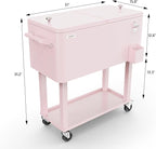 VINGLI 80 Quart Rolling Ice Chest, Portable Patio Party Bar Drink Cooler Cart, with Shelf, Beverage Pool with Bottle Opener