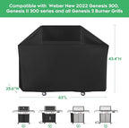 63 Inch Grill Cover fit for Weber Genesis and Genesis II 300 Series with 3 Main Burners, Heavy-Duty 600D Waterproof Fade Resistant Grill Cover, Compared to Weber 7757
