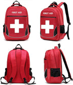 First Aid Bag Empty Red Emergency Medical Bag First Responder Trauma Backpacks Multi-Pocket Traveling Field Trips Camping Essentials (Red, 1 Piece)