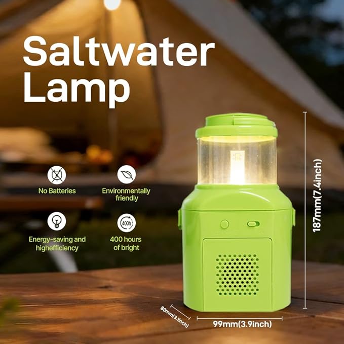 Salt Water Powered LED Emergency Lamp, No Batteries No Charging, Portable Emergency Light for Hurricane Power Outage Earthquake Camping Survival Kit
