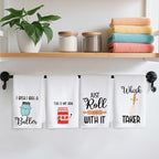 4Pcs Funny Kitchen Towels 24x14 Inch, Cute Kitchen Utensils Waffle Weave Hand Towels for Home Farmhouse, White Absorbent Microfiber Dish Cloth Tea Towel, Housewarming Gifts for Women Mom 1