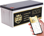 12V200Ah Bluetooth LiFePO4 Lithium Battery, Built-in 200A BMS, Max.2560W Load Power,10 Years Lifetime 8000+ Cycles Deep Cycle Battery for Trolling Motor, RV Camping, Off-grid Application