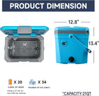 EchoSmile Insulated Portable Cooler 20L/21qt, Outdoor Hard Cooler Ice Chest Box for Camping, Drink, Beach, Fishing and Boating