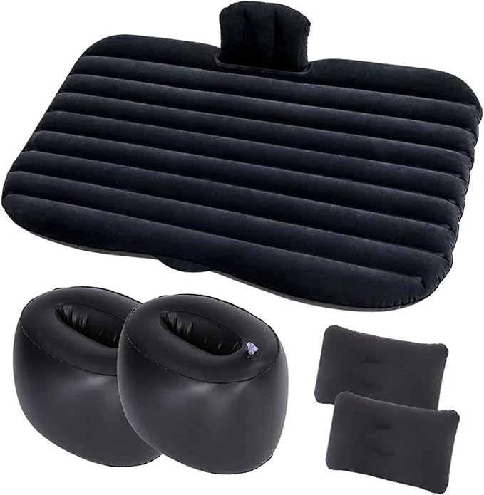 SUV Inflatable Bed, Car Camping Air Mattress, Cold-Resistant and Wear-Resistant Inflatable Mattress, Fast Inflatable Folding Bed, Multi-Functional Travel Sleeping Mat (Black Size 2)