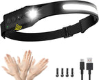 Rechargeable LED Headlamp, 400 Lumens, USB-C, 5 Modes — Lightweight, Adjustable