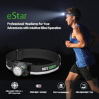 NEXTORCH eStar 1300 Lumens Headlamp Rechargeable, Running LED Headlight Extra Lightweight with Spot & Flood, Red Light, Waterproof Headband for Outdoor Camping Hiking Working, 3*AAA Batteries, Black