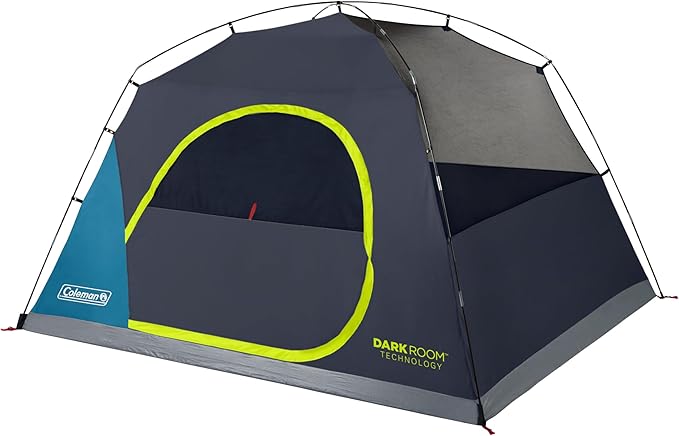 Coleman 4/6/8/10 Person Skydome Dark Room Tent with Rainfly, 5 Minute Setup, Blocks 90% of Sunlight, 20% More Headroom Than Traditional Tents