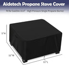 Propane Stove Cover for GasOne 10.4” Single Propane Burner, Portable Gas Stove Cover Waterproof Camping Burner Cover Outdoor Propane Gas Cooker Cover- 11”L x 11”W x 5”H, Black