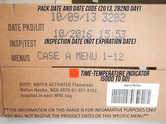 Food Dude 82nd Surplus Inspection US Meals Ready to Eat Military with Heater Box of Meals Full Meal 12 MRE Pack