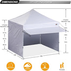 ABCCANOPY 10x10 Pop up Canopy Tent with Sidewalls - Easy up Canopies with Awning, Outdoor Tents for Parties, Market, Commercial Events, White