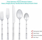 Flatware Set Silverware Set Stainless Steel Cutlery Set Bamboo Pattern Mirror Finished 60 Pieces Party Event Use Wedding Housewarming Gift Service for 12