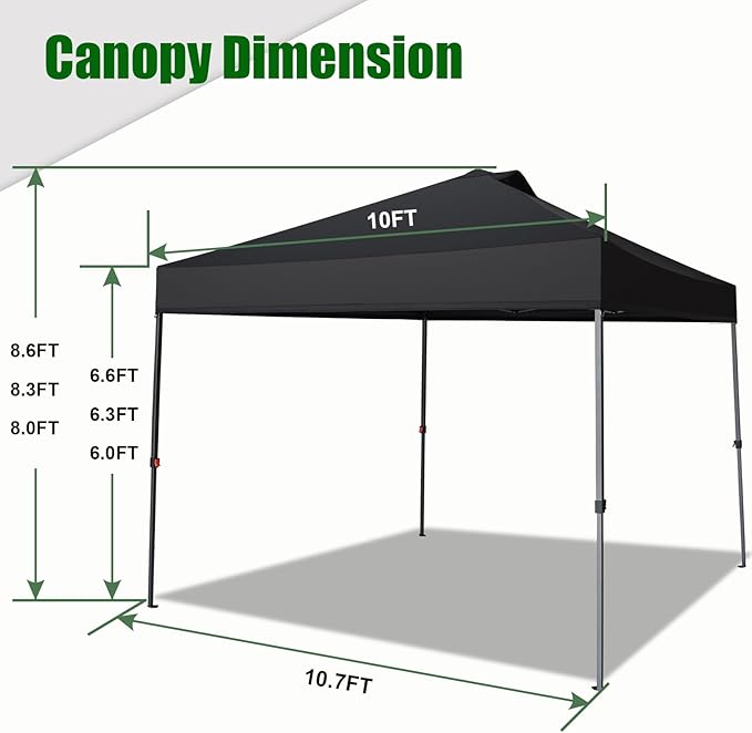 Eurmax USA NOMATTER ONE-Person Open&Close 10x10ft Pop Up Canopy Tent，Portable Shelter Canopy for Outdoor Events，Instant Canopies, Temporary Sunshade,Bonus 4 Sand Bags(Forest Green)