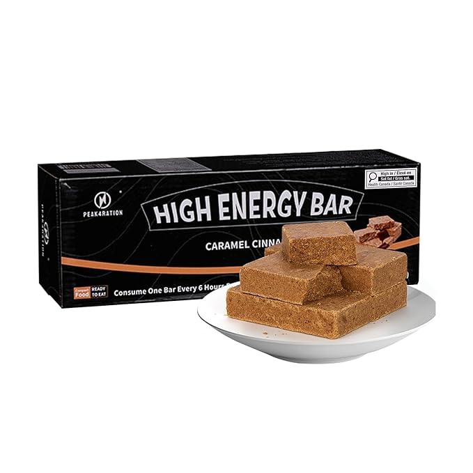 PEAK4RATION High Energy Bar | Compact Compressed Food Bar - Caramel Cinnamon 6864kcal | Long Shelf-Life Emergency Food Ration - 6 Day Package 1.5kg (6x250g Box) | Survival Preparedness Food Bar for Outdoor Camping, Crisis, Earthquake, Wildfire, Home Pr...