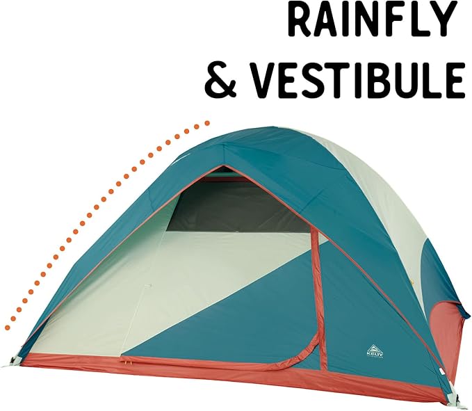 Kelty Discovery Basecamp Backpacking Tent, 4 or 6 Person Camping Backpacking Shelter, Large Capacity, Fast Setup and Easy Tear Down, Stuff Sack Included