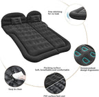 Vikuces® SUV Air Mattress Car Camping Travel Bed, Car Air Mattress Back Seat Bed,Thickened Inflatable Mattress with Two Air Pillow, Full Size Blow Up Sleeping Pad(Black)