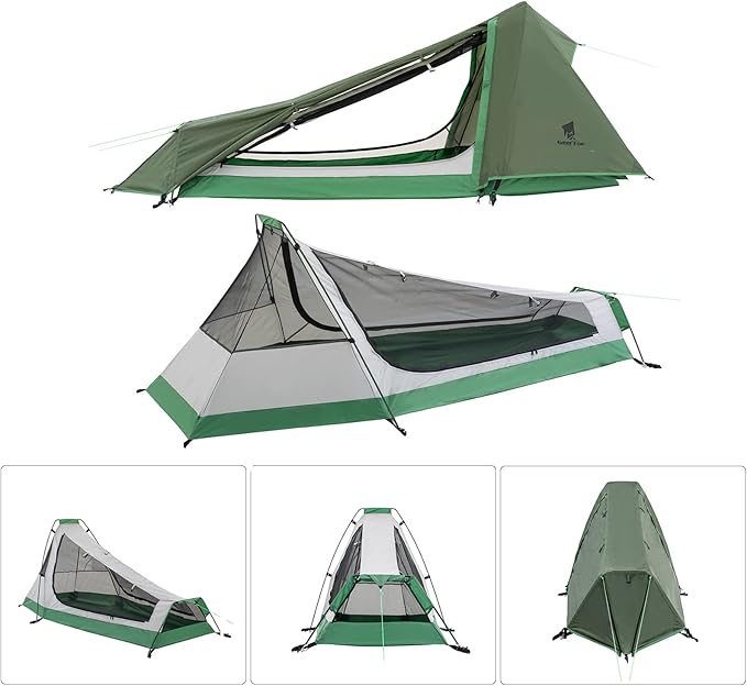 GEERTOP Ultralight Bivy Tent for 1 Person 3 Season Waterproof Single Person Backpacking Tent for Camping Hiking Backpack Travel Outdoor Survival Gear