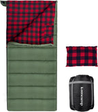 0 Degree Sleeping Bag Cotton Flannel Winter Cold Weather for Adults XXL Sleeping Bag 4 Season Big and Tall with Pillow Compression Sack