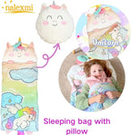 Sleeping Bag for Kids, Preschool Nap Mat, Toddler Sleeping Bag with Pillow for Daycare, Ages 3+, Large Size
