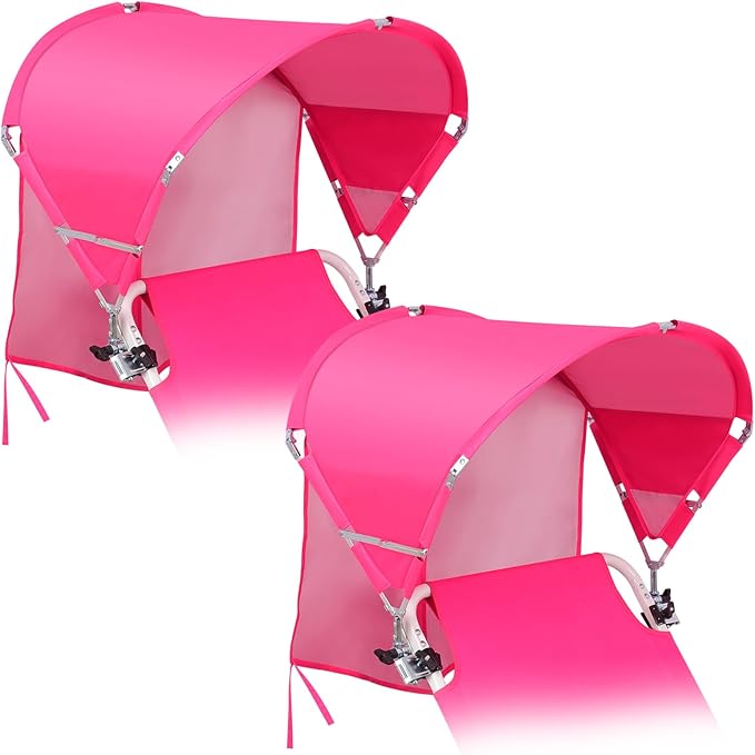 Universal Chair Umbrella Canopy, UPF 50+ Chair Sun Shade Attachment with Adjustable Clamp Fits Most Brands’ Beach, Camping, Lawn, Wheelchair, Tanning, Zero Gravity, Lounge, Fishing Chairs, 2 Pack