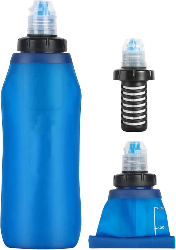 Filter Water Bottle – Foldable Sports Bottle with Built-In Filtration System for Safe Drinking and Hydration on the Go| Portable Water Purifier for Outdoor Survival, Use, Camping, Hiking, Ba