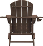 SERWALL Adirondack Chair with Cup Holders - Composite Adirondack Chairs Set of 6 HDPE Outdoor Chairs All Weather Use- Coffee