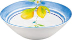 UPware 12 Piece Lovely Lemons Melamine Dinnerware Sets, Outdoor Dishes Set, Plates and Bowls Sets, Service for 4, Blue, Yellow