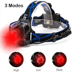 80000 Lumens Rechargeable Headlamp Hunting Red Light,Super Bright LED Headlamps Red Headlight Zoomable Waterproof 3 Modes Head Lamp with Motion Sensor for Night Vision Aviation Fishing