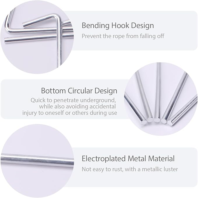 28 Pack Tent Stakes 6.5" Heavy Duty Metal Pegs for Outdoor Christmas Decorations Yard Ground Garden Camping Canopy Gardening Accessories