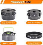 ROVSUN 34/10/6 pcs Camping Cookware Mess Kit, Lightweight Non-Stick Camping Cooking Pot and Pan Set with Stainless Steel Camping Gear Kettle Cup for Open Fire, Backpacking, Outdoor Cooking