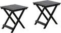 2 Pcs Small Folding Patio Side Table Outdoor Wood Wooden Small End Portable Plant Little Table for Garden Yard Porch Living Room Space Pool 15.4x15.4 x18.3 inch (Black)