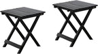 2 Pcs Small Folding Patio Side Table Outdoor Wood Wooden Small End Portable Plant Little Table for Garden Yard Porch Living Room Space Pool 15.4x15.4 x18.3 inch (Black)