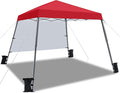 Yaheetech Pop Up Canopy Tent with Backpack, 10x10 Base Portable Easy One Person Setup Folding Shelter Compact Lightweight Slant Leg Canopy with 1 Sidewall, 8x8 Top, Red