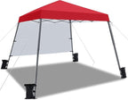 Yaheetech Pop Up Canopy Tent with Backpack, 10x10 Base Portable Easy One Person Setup Folding Shelter Compact Lightweight Slant Leg Canopy with 1 Sidewall, 8x8 Top, Red