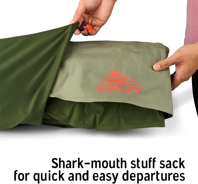 Kelty Kush Queen Air Bed W/Battery-Powered Pump, PVC-Free Queen Air Mattress, Comfy and Plush 6-inch Pad, Carry Bag Included - Indoor/Outdoor Camping Air Bed