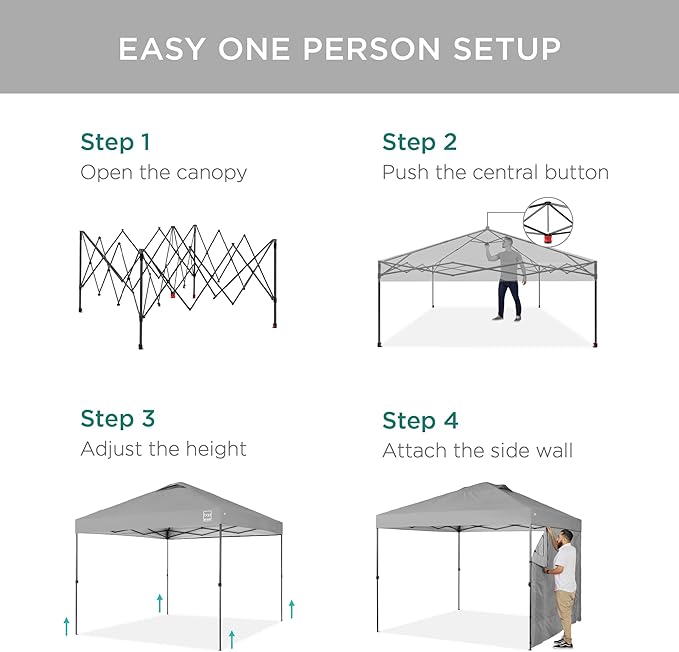Best Choice Products 10x10ft Pop Up Canopy Tent with Sidewall, 1 Person 1 Minute Set Up, Carry Case, 4 Weight Bags - Silver