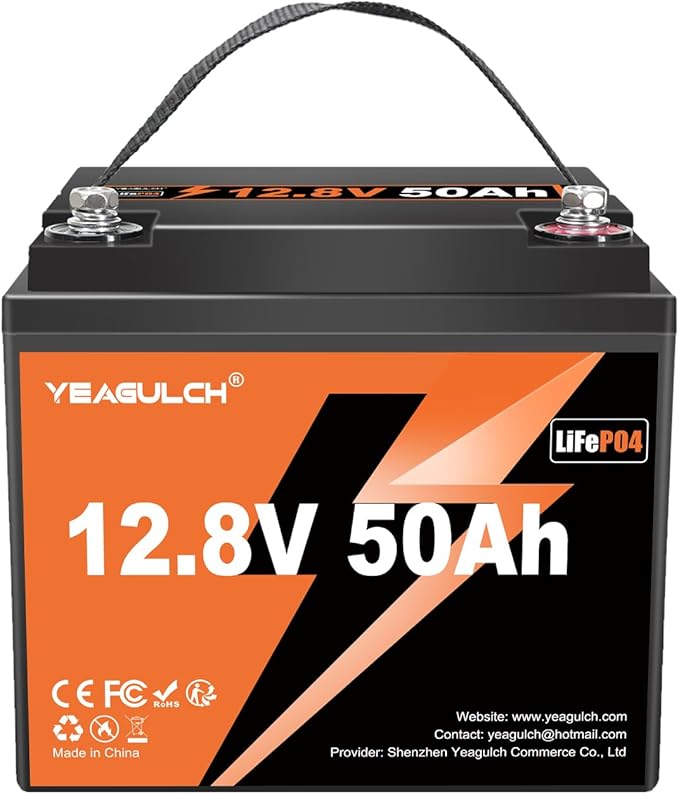 12V 50Ah LiFePO4 Lithium Battery for Trolling Motor, 50A BMS 4000+ Deep Cycle Output Power 640W Lithium Iron Phosphate Battery Perfect for RV Fish Finder Marine