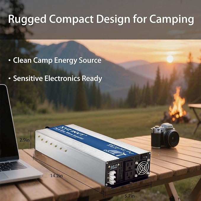 3000W Pure Sine Wave Inverter DC 36V to AC 110V 120V Power Inverter with Dual AC Outlets & Hardwire Terminal & LED Display for Solar,Home Backup Power,Outdoor Over 90% Efficiency